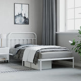 Metal Bed Frame without Mattress with Headboard White 107x203 cm King Single - Top-Down View