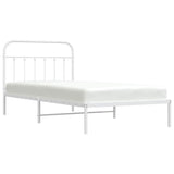 Metal Bed Frame without Mattress with Headboard White 107x203 cm King Single - 45-Degree Angle