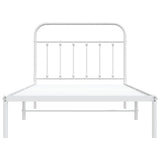 Metal Bed Frame without Mattress with Headboard White 107x203 cm King Single