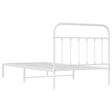 Metal Bed Frame without Mattress with Headboard White 107x203 cm King Single - Close-Up Angle