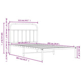 Metal Bed Frame without Mattress with Headboard White 107x203 cm King Single - Low Angle
