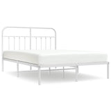 Metal Bed Frame without Mattress with Headboard White 135x190 cm