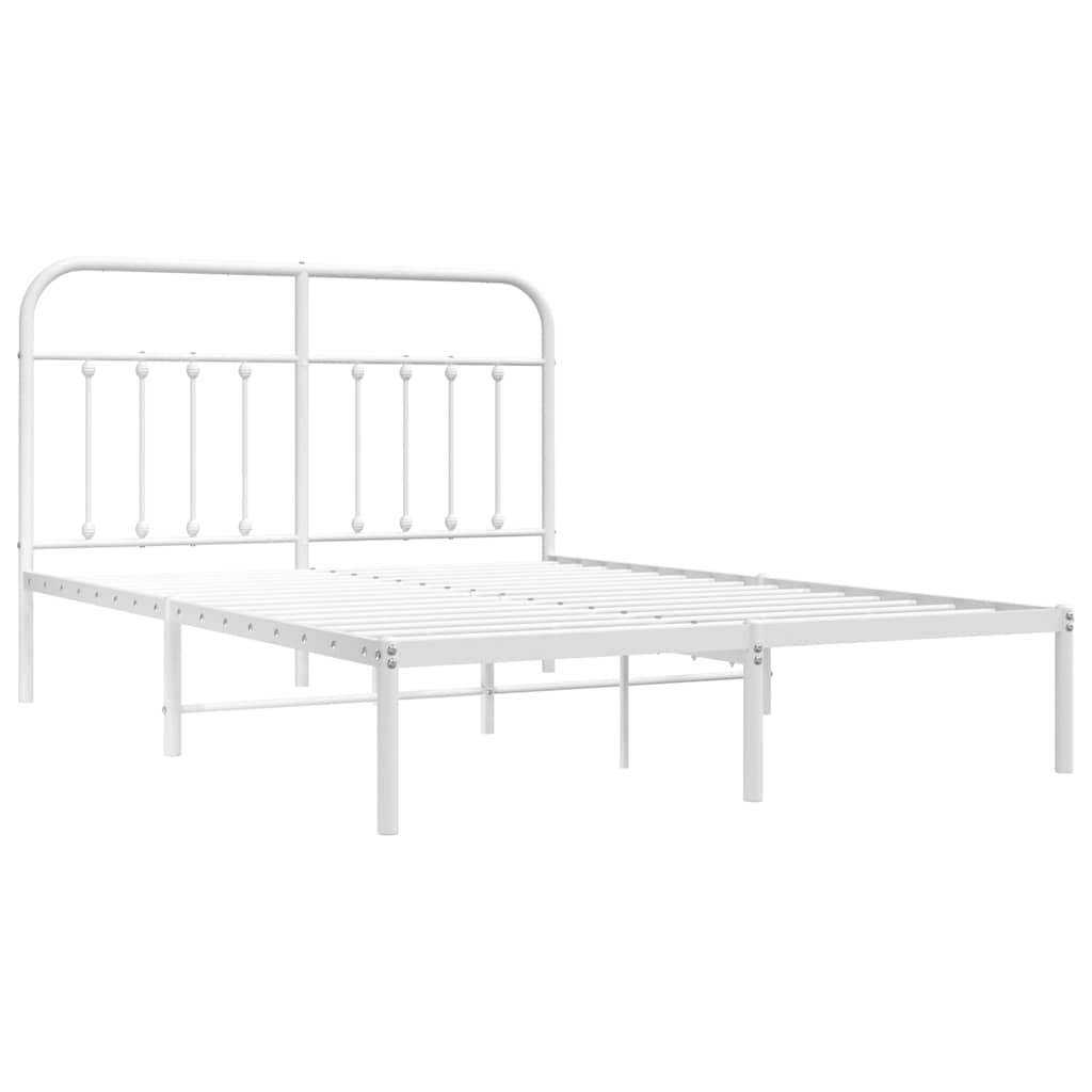 Metal Bed Frame without Mattress with Headboard White 135x190 cm
