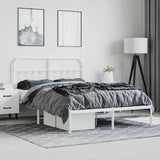 Metal Bed Frame without Mattress with Headboard White 135x190 cm