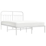 Metal Bed Frame without Mattress with Headboard White 135x190 cm - 45-Degree Angle