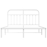 Metal Bed Frame without Mattress with Headboard White 135x190 cm