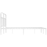 Metal Bed Frame without Mattress with Headboard White 135x190 cm