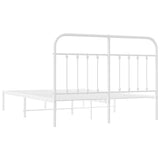 Metal Bed Frame without Mattress with Headboard White 135x190 cm