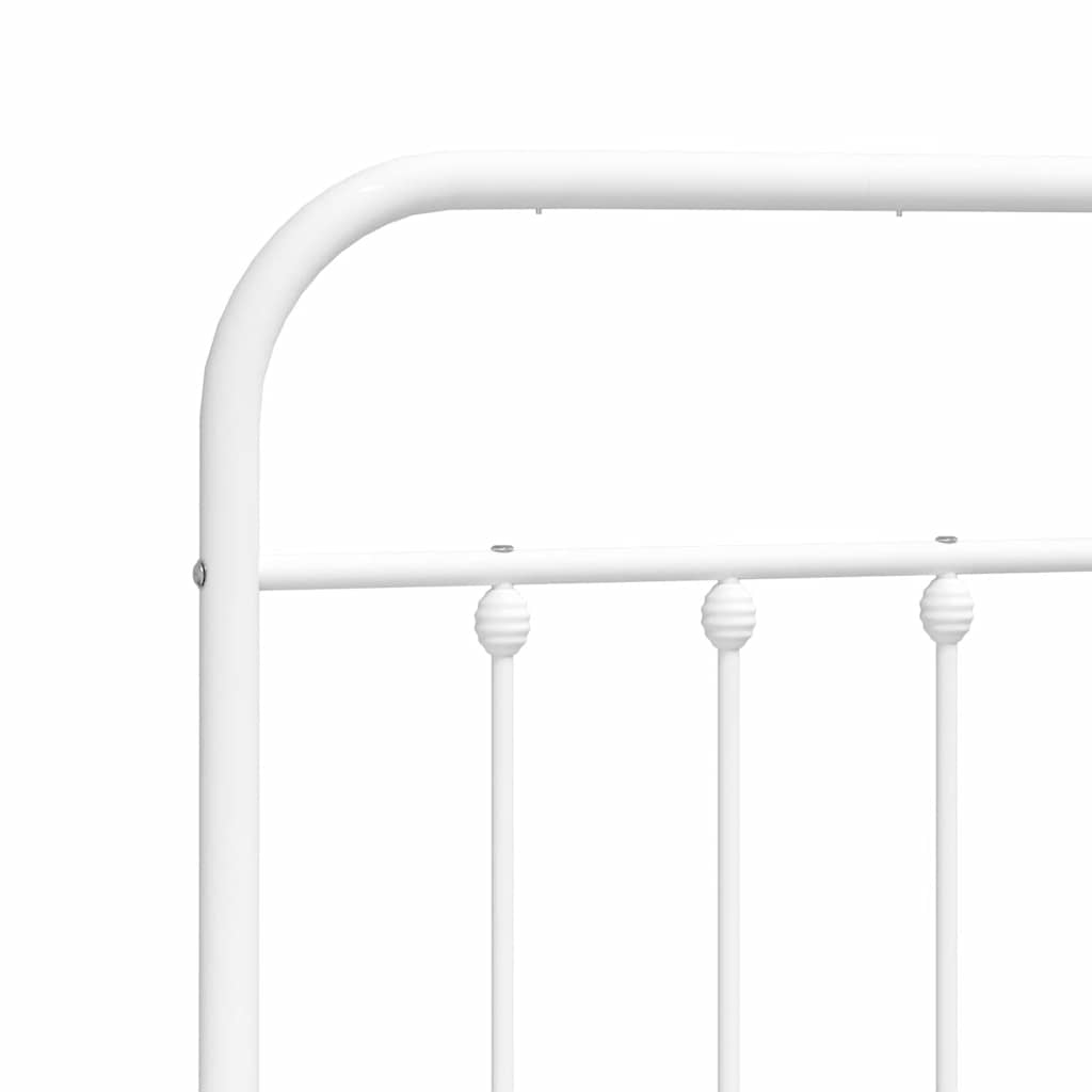 Metal Bed Frame without Mattress with Headboard White 135x190 cm