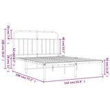 Metal Bed Frame without Mattress with Headboard White 135x190 cm