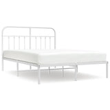 Metal Bed Frame without Mattress with Headboard White 150x200 cm - Front View