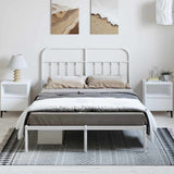 Metal Bed Frame without Mattress with Headboard White 150x200 cm - Side View
