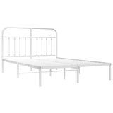 Metal Bed Frame without Mattress with Headboard White 150x200 cm - Top-Down View