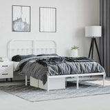 Metal Bed Frame without Mattress with Headboard White 150x200 cm - 45-Degree Angle