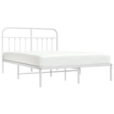 Metal Bed Frame without Mattress with Headboard White 150x200 cm - Rear View