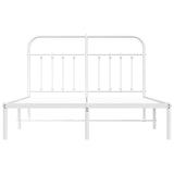 Metal Bed Frame without Mattress with Headboard White 150x200 cm