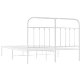 Metal Bed Frame without Mattress with Headboard White 150x200 cm - Extra Image