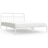 Metal Bed Frame without Mattress with Headboard White 183x203 cm King - Front View