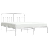 Metal Bed Frame without Mattress with Headboard White 183x203 cm King