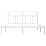 Metal Bed Frame without Mattress with Headboard White 183x203 cm King