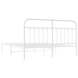 Metal Bed Frame without Mattress with Headboard White 183x203 cm King - Low Angle