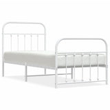 Metal Bed Frame without Mattress with Footboard White 90x190 cm