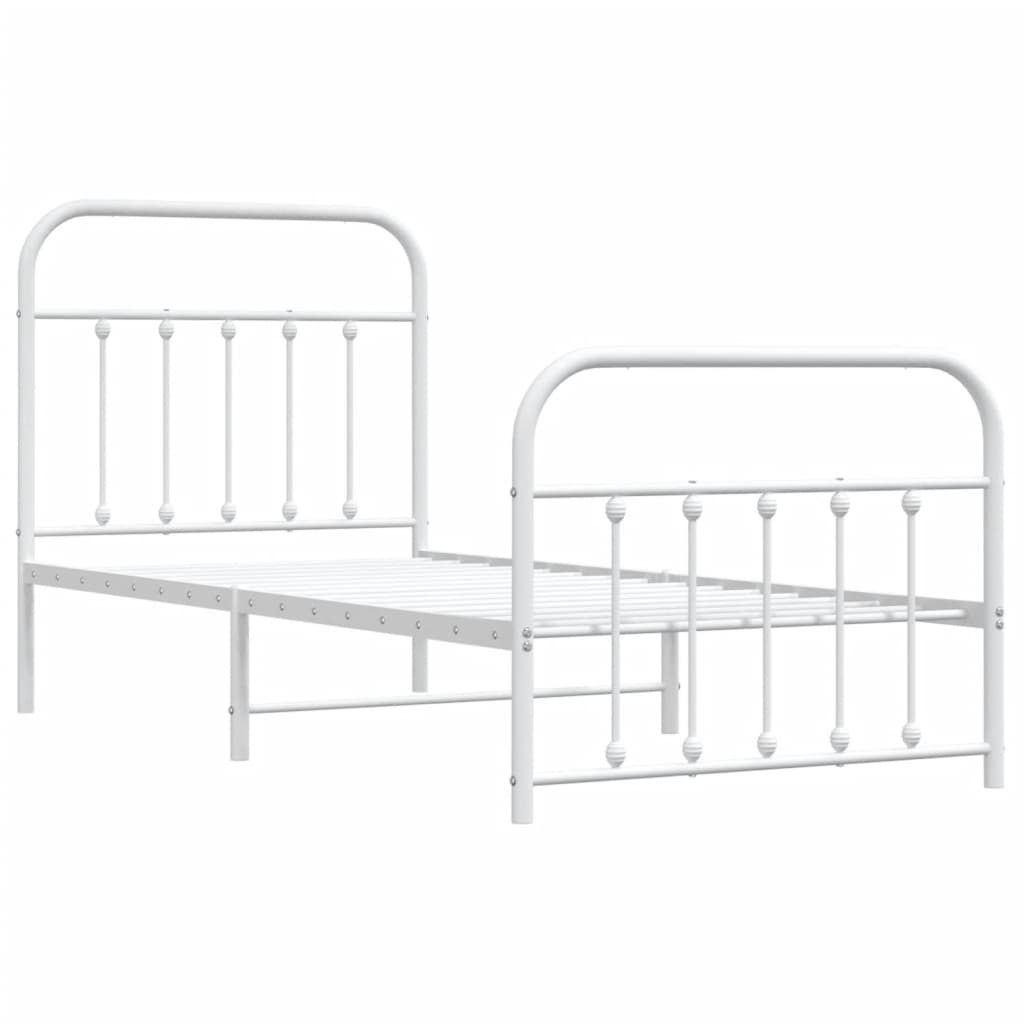 Metal Bed Frame without Mattress with Footboard White 90x190 cm