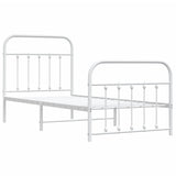 Metal Bed Frame without Mattress with Footboard White 90x190 cm