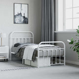 Metal Bed Frame without Mattress with Footboard White 90x190 cm - Top-Down View