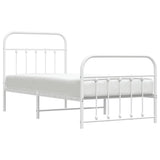 Metal Bed Frame without Mattress with Footboard White 90x190 cm