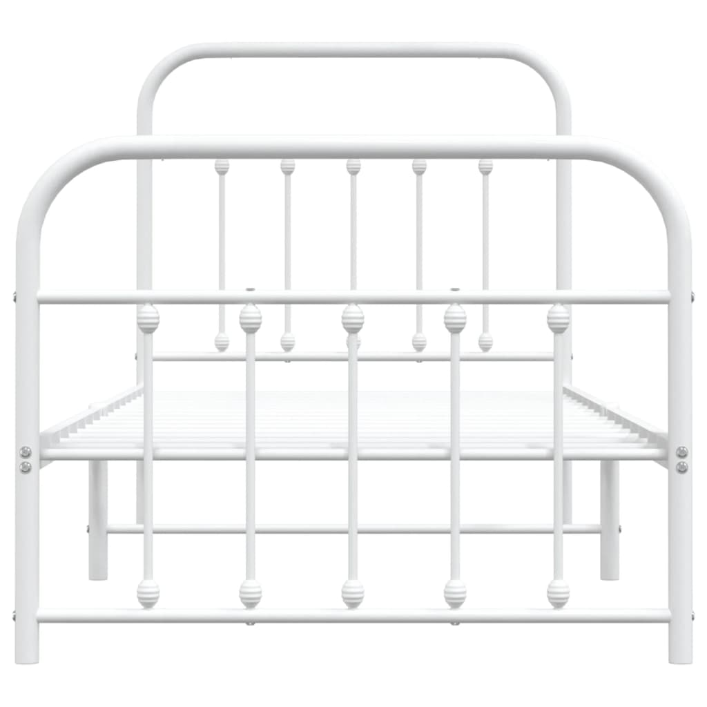 Metal Bed Frame without Mattress with Footboard White 90x190 cm