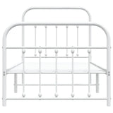 Metal Bed Frame without Mattress with Footboard White 90x190 cm - Rear View