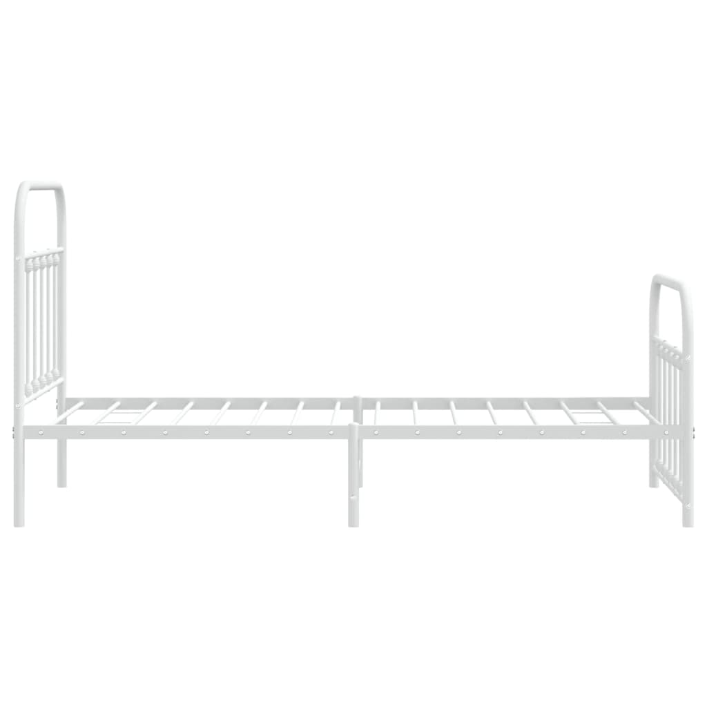 Metal Bed Frame without Mattress with Footboard White 90x190 cm