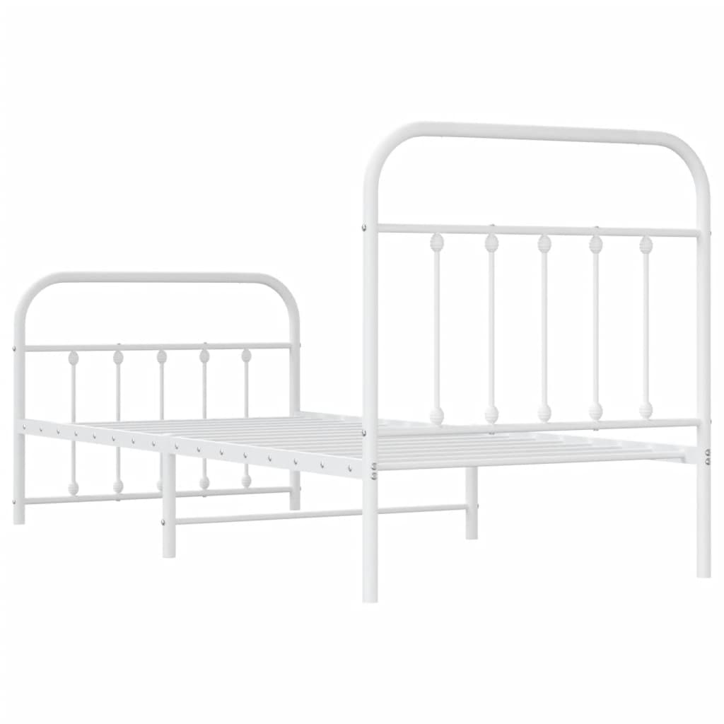 Metal Bed Frame without Mattress with Footboard White 90x190 cm