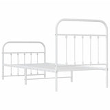 Metal Bed Frame without Mattress with Footboard White 90x190 cm