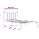 Metal Bed Frame without Mattress with Footboard White 90x190 cm - Extra Image
