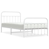 Metal Bed Frame without Mattress with Footboard White 107x203 cm King Single