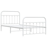 Metal Bed Frame without Mattress with Footboard White 107x203 cm King Single - Side View