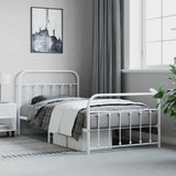 Metal Bed Frame without Mattress with Footboard White 107x203 cm King Single - Top-Down View
