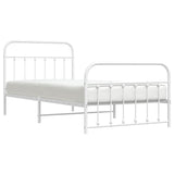 Metal Bed Frame without Mattress with Footboard White 107x203 cm King Single - 45-Degree Angle