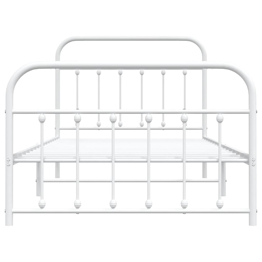 Metal Bed Frame without Mattress with Footboard White 107x203 cm King Single