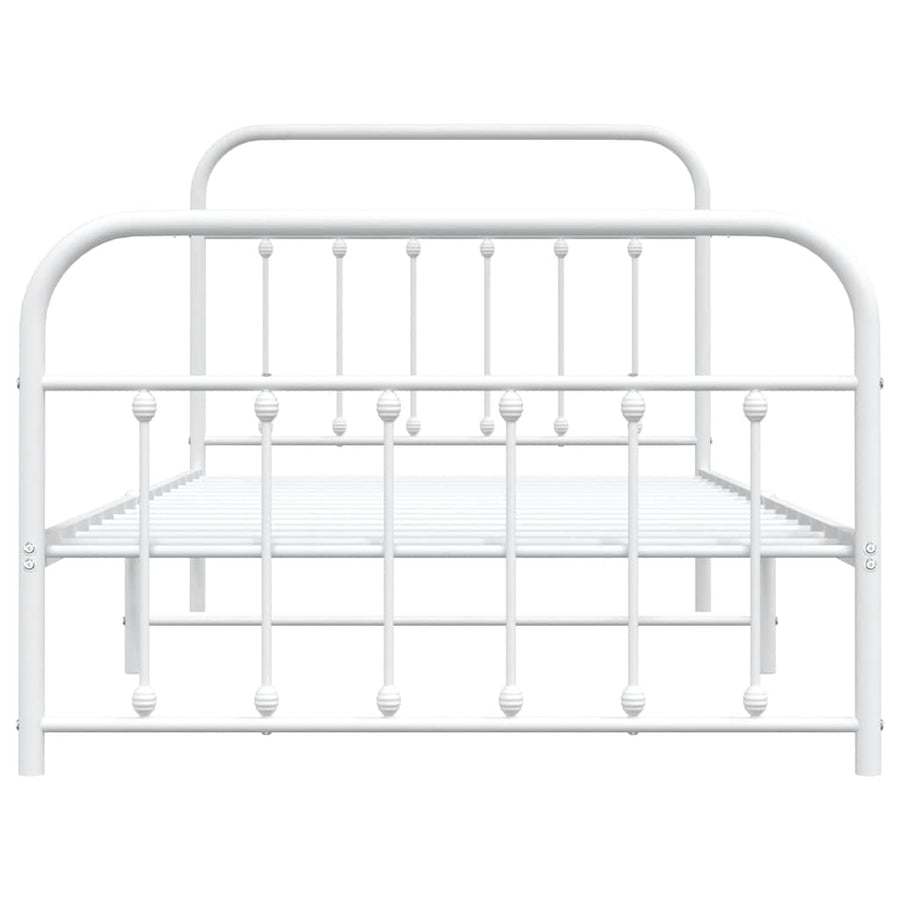 Metal Bed Frame without Mattress with Footboard White 107x203 cm King Single