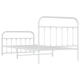 Metal Bed Frame without Mattress with Footboard White 107x203 cm King Single - Low Angle