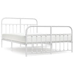 Metal Bed Frame without Mattress with Footboard White 135x190 cm
