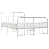 Metal Bed Frame without Mattress with Footboard White 135x190 cm - 45-Degree Angle