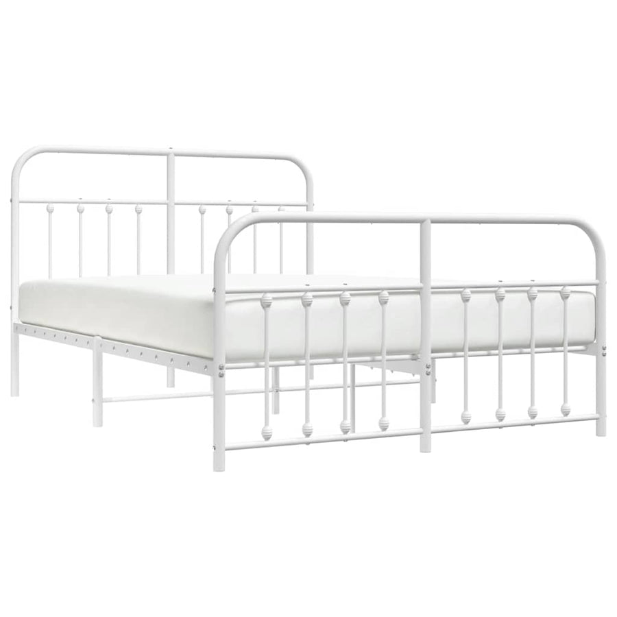 Metal Bed Frame without Mattress with Footboard White 135x190 cm