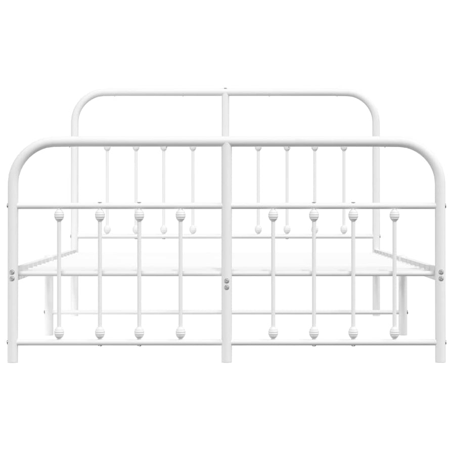 Metal Bed Frame without Mattress with Footboard White 135x190 cm