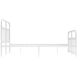 Metal Bed Frame without Mattress with Footboard White 135x190 cm - Close-Up Angle