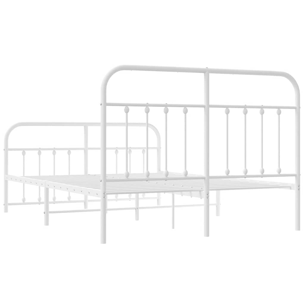 Metal Bed Frame without Mattress with Footboard White 135x190 cm