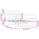 Metal Bed Frame without Mattress with Footboard White 135x190 cm